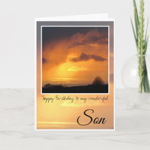 Birthday Son, Bright Sun Behind Storm Clouds Card