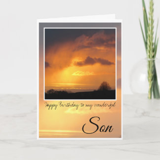 Birthday Son, Bright Sun Behind Storm Clouds Card