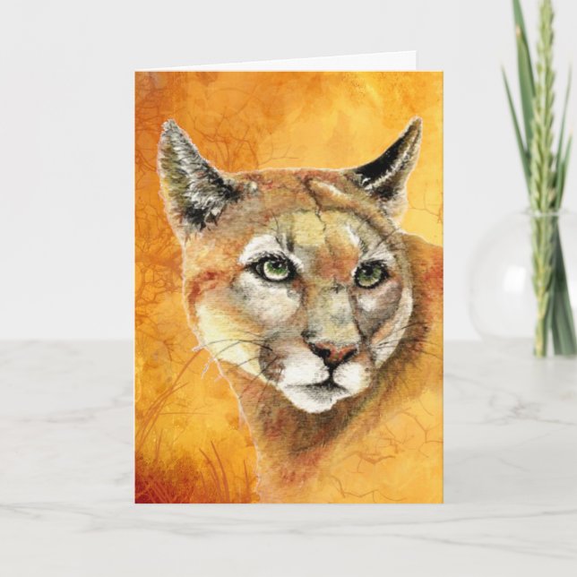 Birthday Son Cougar Mountain Lion Animal Card (Front)