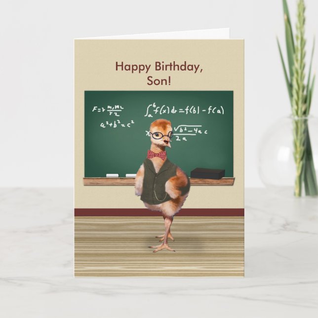 Birthday, Son, Funny Baby Bird, Customisable Card (Front)