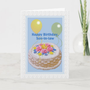 Birthday, Son-in-law, Cake and Balloons Card