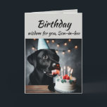 Birthday Son-in-law Fun Wisdom Lab Dog Card<br><div class="desc">Birthday wisdom for your Son-in-law from the cute Labrador Retriever Dog Pet Animal licking the cake.   Fun animal Birthday cards</div>