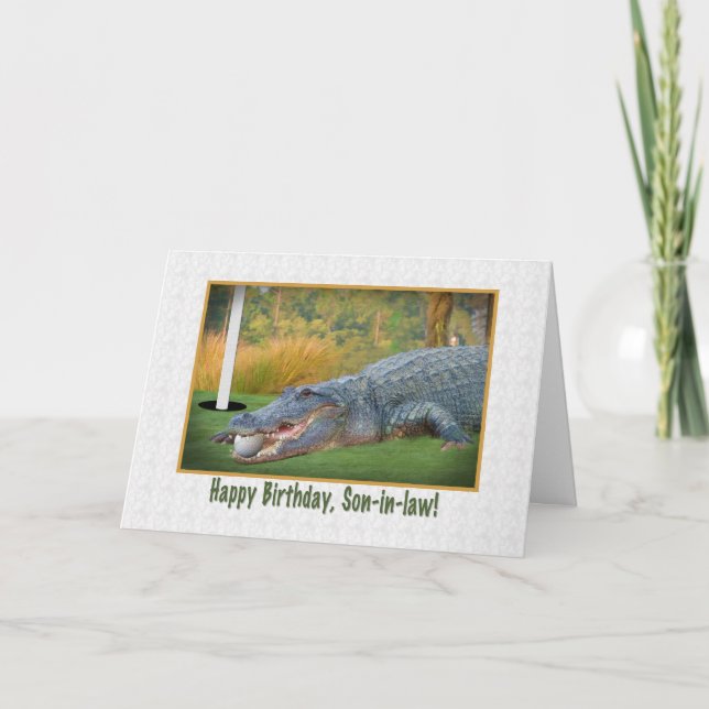 Birthday, Son-in-law, Golf, Alligator Card (Front)