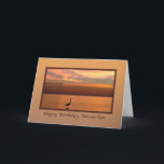 Birthday, Son-in-law, Ocean View at Sunset Card<br><div class="desc">A beautiful sunset over the shores of the Gulf of Mexico with shades of red, gold, and orange make a splendid and colourful image for this birthday greeting card for a son-in-law. A great blue heron bird stands in the water in the foreground while two sea gulls are seen in...</div>