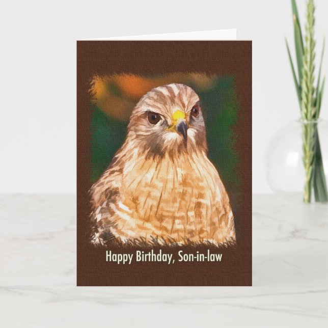 Birthday, Son-in-law,  Red-shouldered Hawk Card (Front)