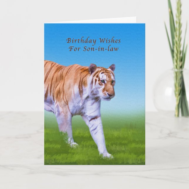 Birthday,  Son-in-law, Tiger Walking Card (Front)