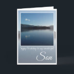Birthday Son, Loch Lomond, Scotland. Card<br><div class="desc">Birthday Son. Blue loch against clear blue sky,  hills in the background and sky reflections on Loch Lomond,  Scotland. Text says: Happy Birthday to my wonderful Son. Inside card is blank.</div>