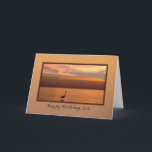 Birthday, Son, Ocean View at Sunset Card<br><div class="desc">A beautiful sunset over the shores of the Gulf of Mexico with shades of red, gold, and orange make a splendid and colourful image for this birthday greeting card for a son. A great blue heron bird stands in the water in the foreground while two sea gulls are seen in...</div>