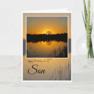 Birthday Son, Tree Silhouetted Behind Sunrise, Card