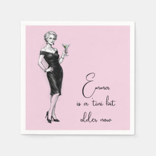 Birthday Sophisticated Woman With Martini Napkin