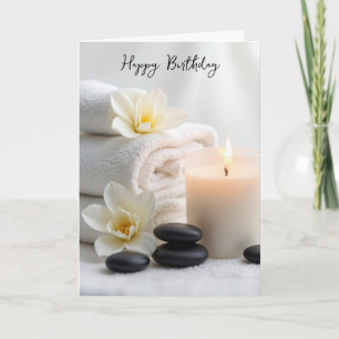 Birthday Spa Towels With Magnolia Blossoms Card
