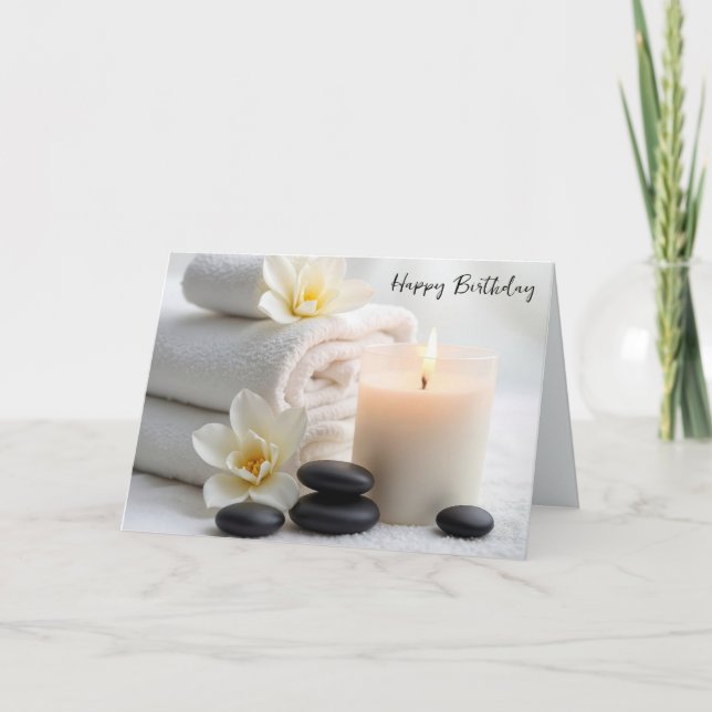 Birthday Spa Towels With Magnolia Blossoms Card (Front)