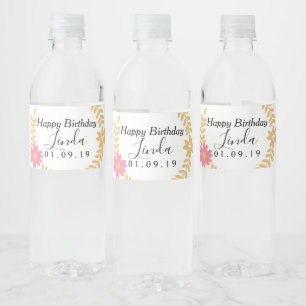 Birthday  Spring Wreath Floral Water Bottle Label