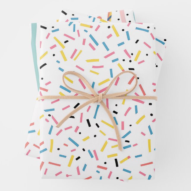 Birthday Sprinkles Candy Pattern Wrapping Paper Sheet (In situ)