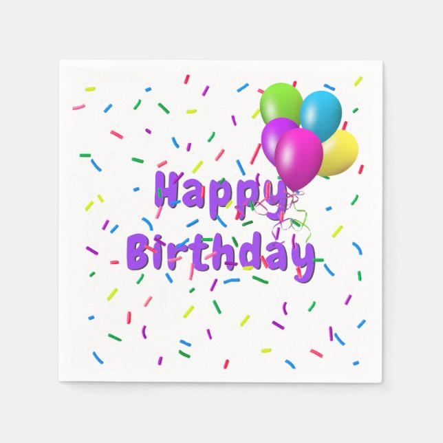 Birthday Sprinkles With Balloons Napkin (Front)