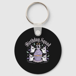 Birthday Squad 13th Pastel Ghost Cupcake Cute Hall Key Ring