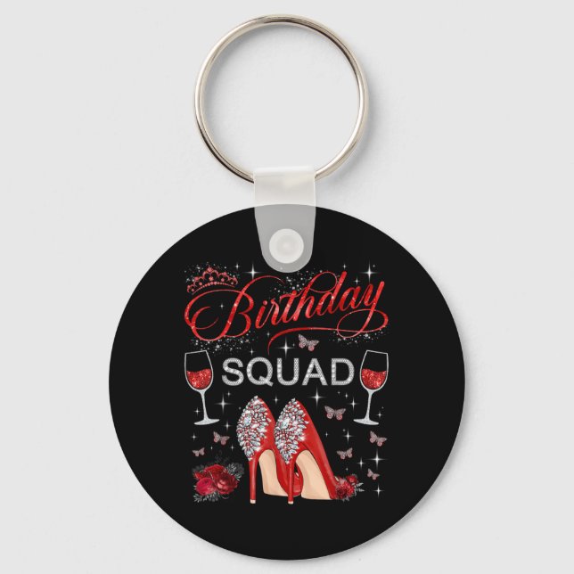 Birthday Squad Butterflies High Heels Diva Squad Key Ring (Front)