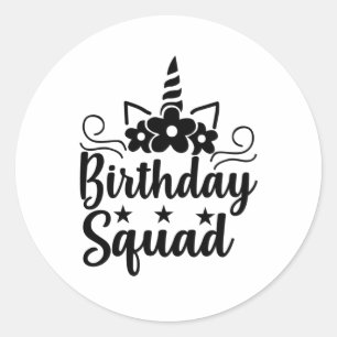 Birthday squad classic round sticker