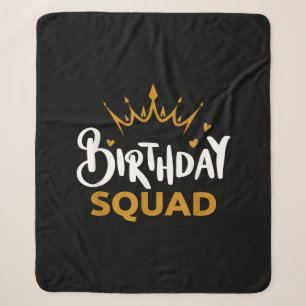Birthday Squad Party Matching Family Group Funny B Sherpa Blanket