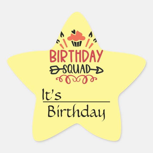 Birthday Squad Planner  Star Sticker (Front)