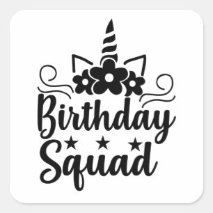 Birthday squad square sticker