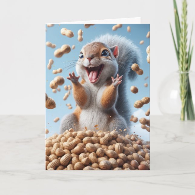 Birthday Squirrel In Peanuts Card (Front)