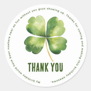 Birthday St Patrick's Day Personalised Thank you Classic Round Sticker