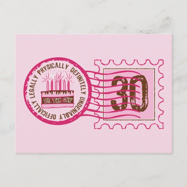 Birthday Stamp 30 Postcard (Front)