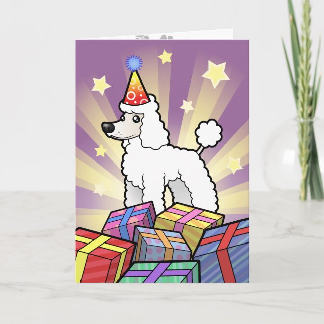 Birthday Standard/Miniature/Toy Poodle (puppy cut) Card (Front)