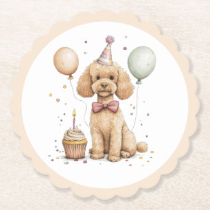 Birthday Standard Poodle Dog Paper Coaster
