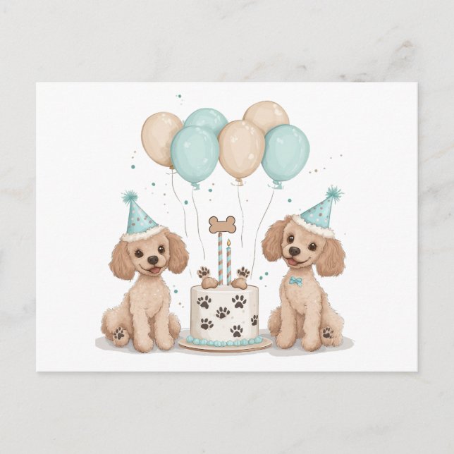 Birthday Standard Poodle Dogs Postcard (Front)