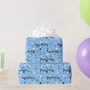 Birthday Stars On Blue Wrapping Paper