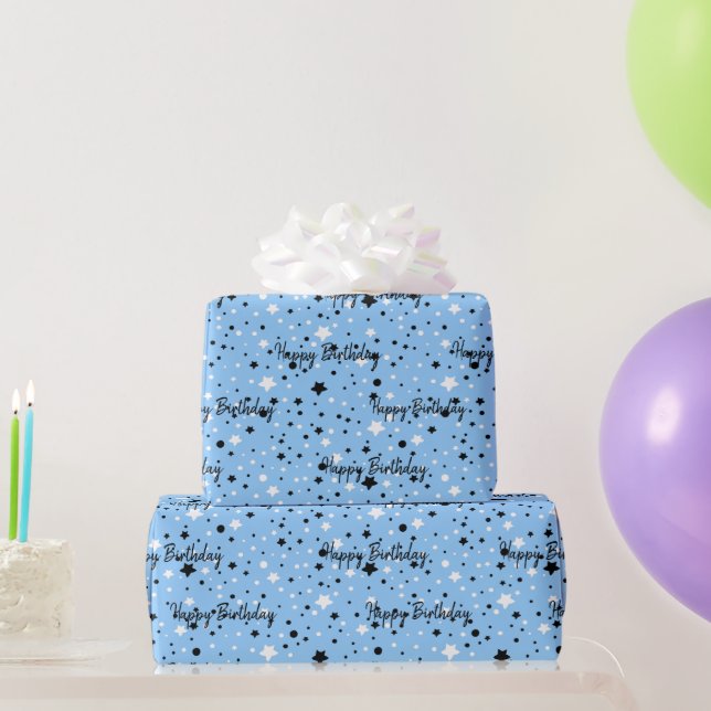 Birthday Stars On Blue Wrapping Paper (Party Gifts)
