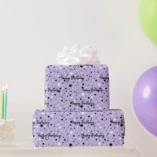 Birthday Stars On Purple Wrapping Paper