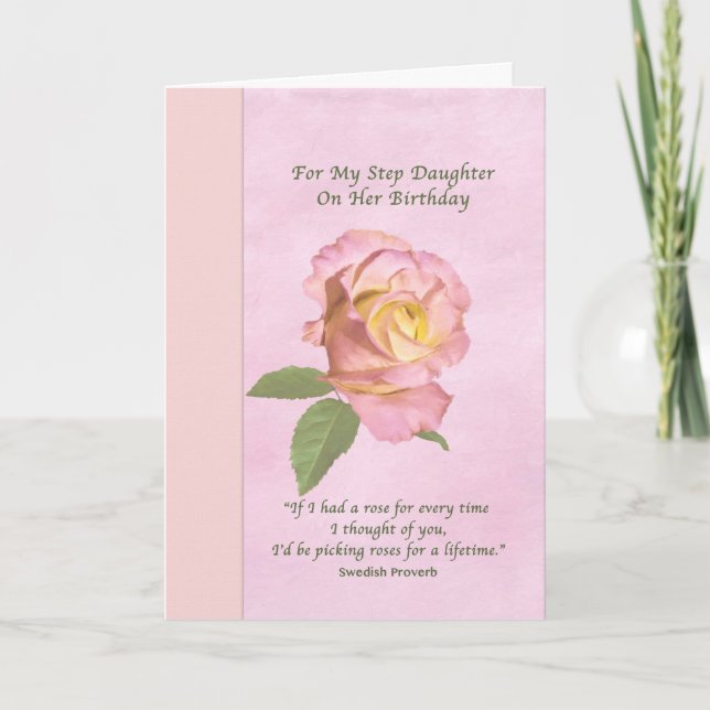 Birthday, Step Daughter, Peace Rose Card (Front)