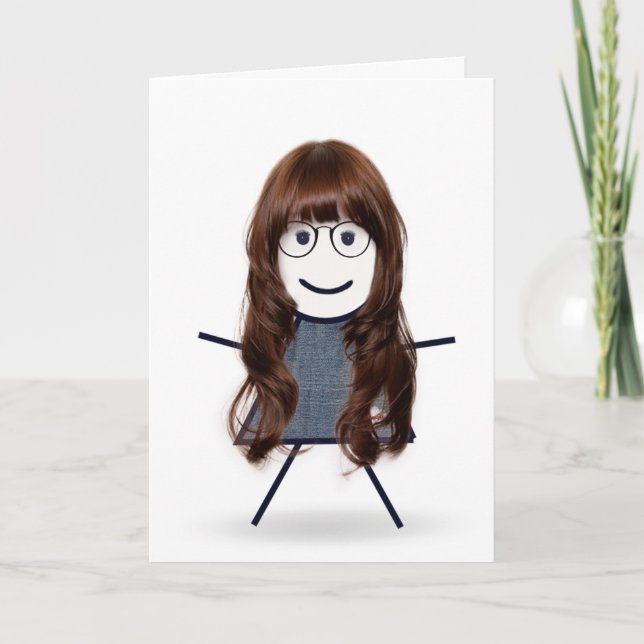 Birthday Stick Figure Girl for Sister Card (Front)