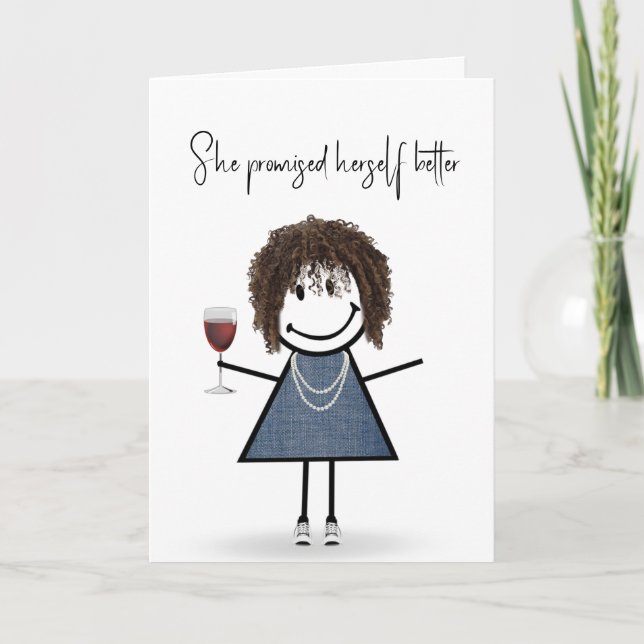 Birthday Stick Figure Girl with Sneakers Card (Front)