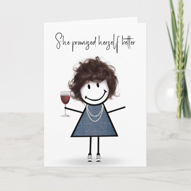 Birthday Stick Figure Girl with Sneakers Card (Front)