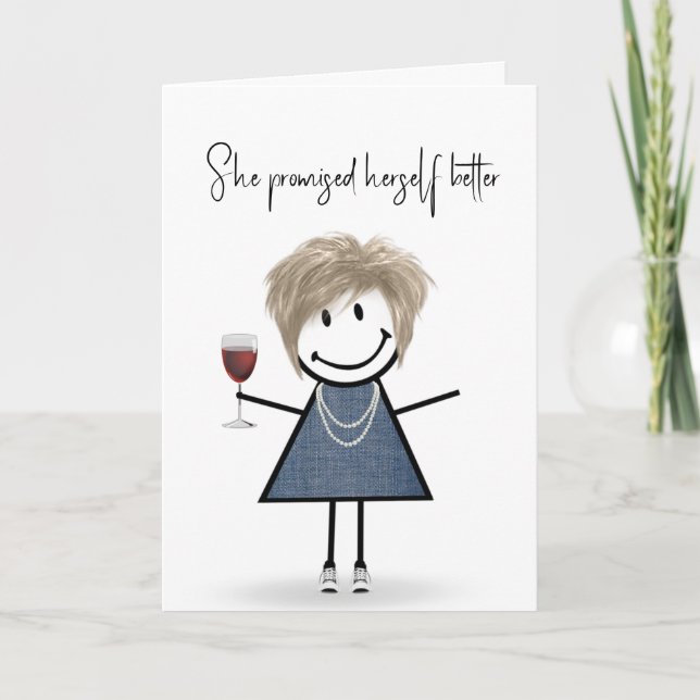 Birthday Stick Figure Girl with Sneakers Card (Front)