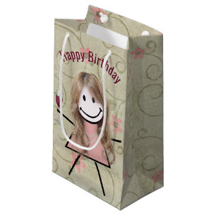 Birthday Stick Girl On With Red Wine Small Gift Bag