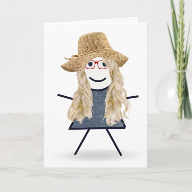 Birthday Stick Girl With Hat  Card (Front)