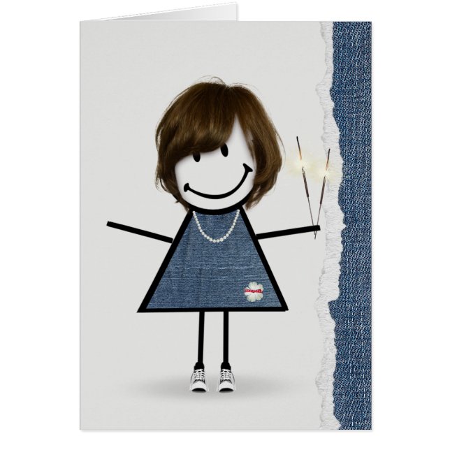 Birthday Stick Girl with Sparklers (Front)