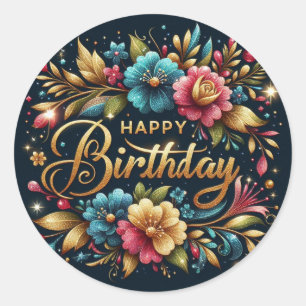 Birthday sticker : black golden 