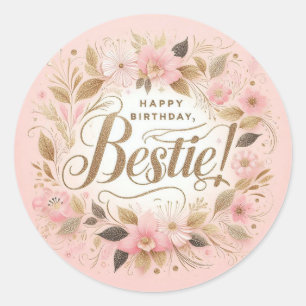 Birthday sticker for friends : pink golden 