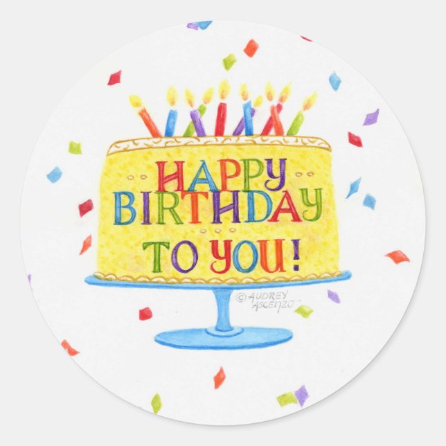 Birthday Stickers Happy Birthday To You Cake (Front)