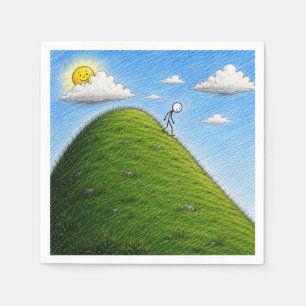 Birthday Stickman Over the Hill Napkin