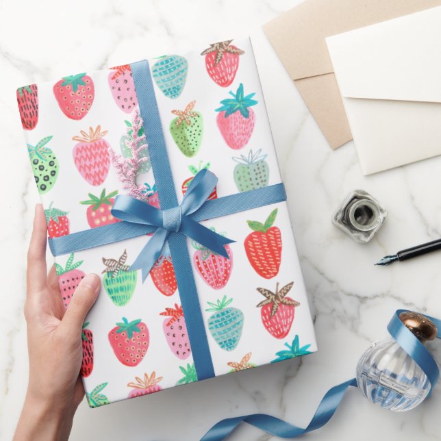 Birthday Strawberry Fruit | Glossy Wrapping Paper (Gifting)
