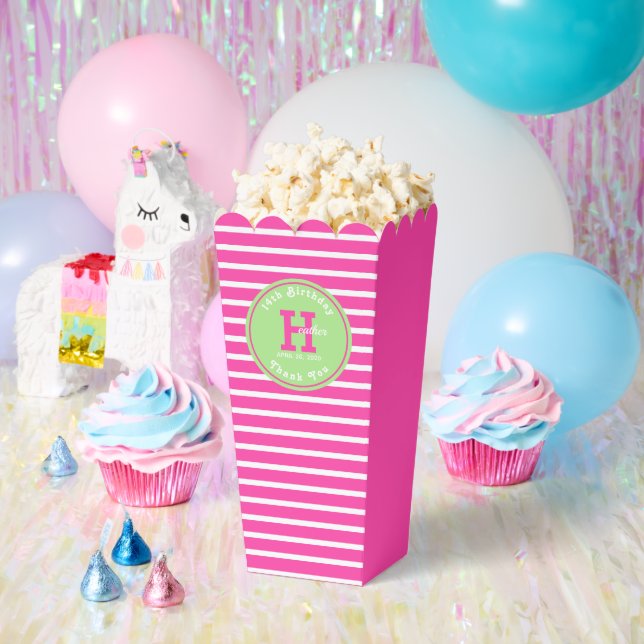 Birthday Stripes Pink⎮White Green Favour Box (Party)