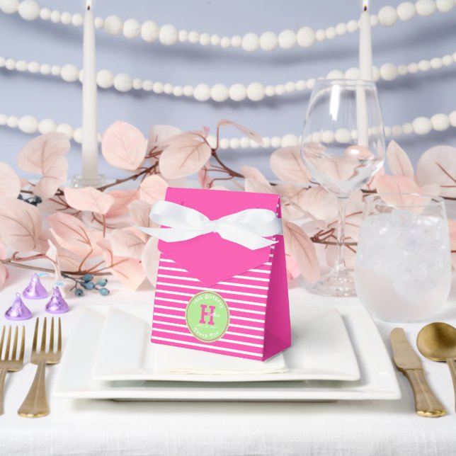 Birthday Stripes Pink⎮White Green Favour Box (Wedding)