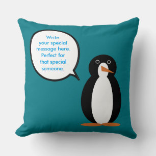 Birthday Suit Talking Ms. Penguin Personalised Cushion
